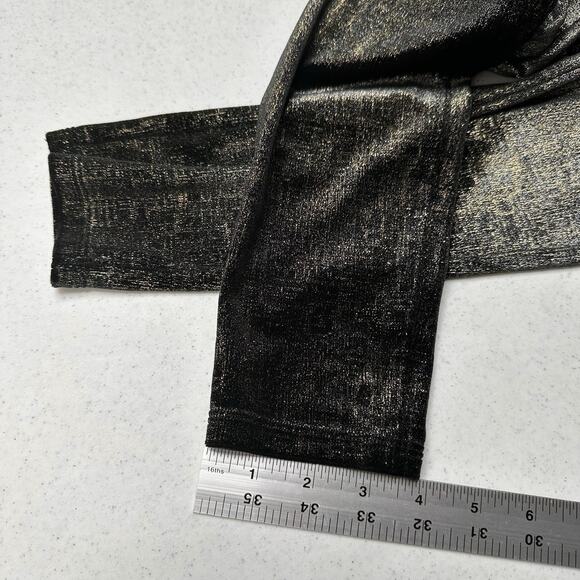 Spanx Leggings Women Velvet Shine Pants Black Gold Metallic Pull On Slimming EUC - Picture 12 of 13